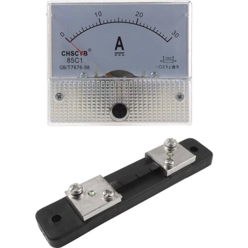 85C1 Analog Current Panel Meter DC 30A AMP Ammeter & DC Current Analogue Amp Panel Meter Shunt Resistor 30A 75MV