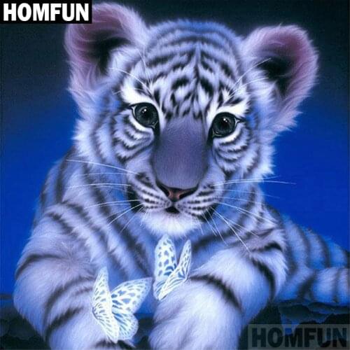 HOMFUN Full Square/Round Drill 5D DIY Diamond Painting "Animal tiger" Embroidery Cross Stitch 5D Home Decor Gift A02713