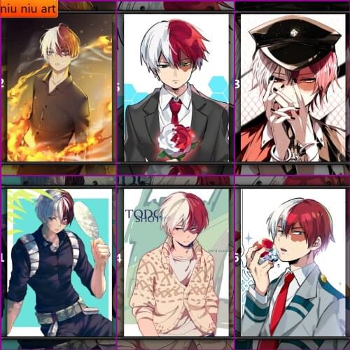 5D DIY Boku No Hero Academia Todoroki Shoto Animation Diamond Painting Diamond Mosaic Cross Stitch Kits Room Decoration