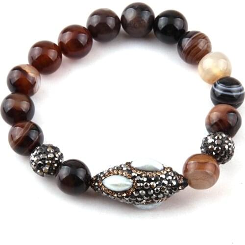 Free Shipping Energy Bracelets Beautiful Fashion Rectangle Stones Handmake Paved Natural Stone Oval Pave Ball Bracelet