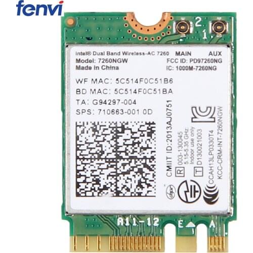 Wireless Wifi Card Adapter HP For Intel 7260NGW AC NGFF with Dual Band Bluetooth 4.0 300Mbps 802.11ac For HP/Asus/Acer/Dell