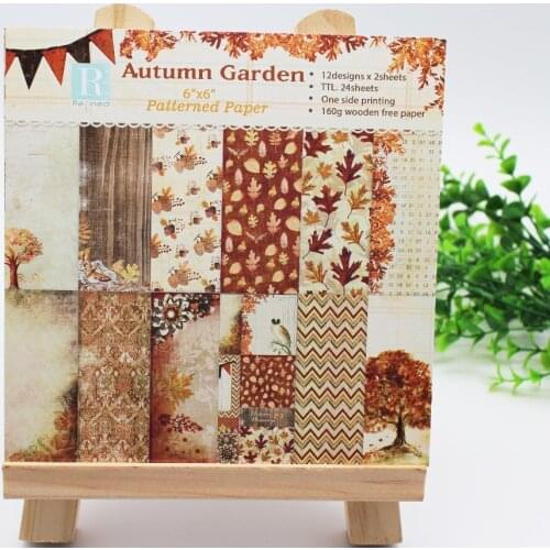 24 Sheets Autumn Garden&Leaf Scrapbooking Pads Paper Origami Art Background Paper Card Making DIY Birthday Scrapbook Paper Craft