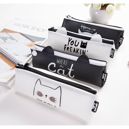1PCS PU Pencil Case Stationery Office & School Supplies Makeup Bags as Xmas Gift Office School Tools Pencil Cases Tools