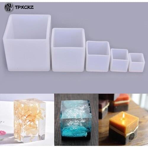 Cube Shape Candle Silicone Mold DIY Gypsum Plaster Crafts Mould Square Silicone Soap Candle Resin Molds Dried Flower Decoration