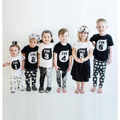 Kids Cotton T-shirts I'm 1 2 3 4 5 6 Year Old Boys Girls Birthday Gift Summer Baby Clothes Toddler Infant Child Tops T Shirts