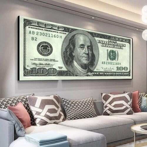 Dollar Inspirational Canvas Posters and Prints Bill Cash American Currency Money Paintings Wall Art Picture Living Room Decor