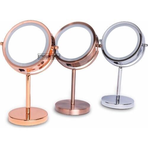 6pcs/lot 6" Double Sided LED Vanity Mirror 3X/1X Magnifying 360 Degree Rotation USB Swivel Tabletop Mirrors For bridesmaid gift