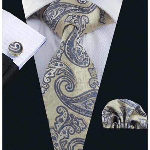 FA-1725 2017 Barry.Wang Men`s Tie Floral Silk Jacquard Woven Gravata Necktie Hanky Cufflink Set For Business Groom Wedding Party