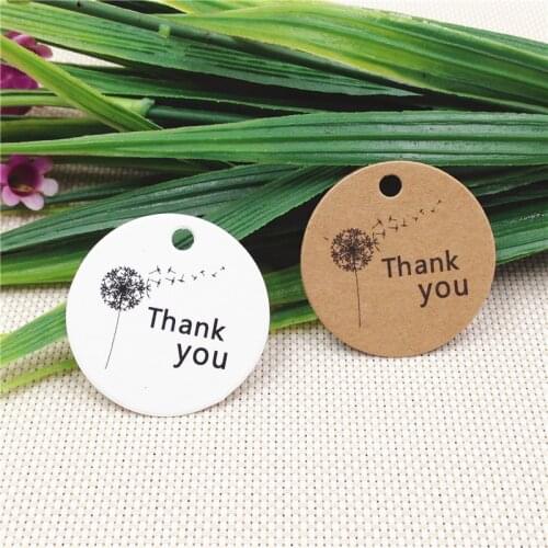 Hot Product Hang Tags Thank You Series Heart Love Various Pattern Round Diameter 3cm Trendy Printed Wholesale 400Pcs/Lot