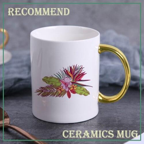 Exquisite ceramic cup creative mug flower pattern coffee mug home drinking cup milk juice breakfast cup KTZW-037