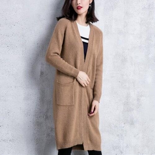 100%camel hair add thick womens fashion long cardigan sweater coat S/M/L wholesale retail cusmotize