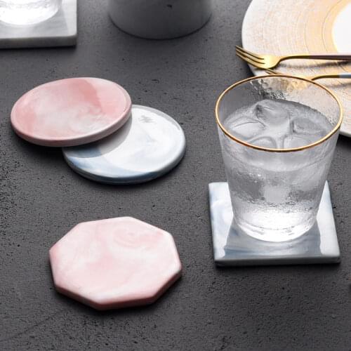 Nordic Home Decoration Marble Stripe Ceramic Coasters Non-slip Coasters Insulation Mats Bowl Mats Anti-scalding Coasters For Mug