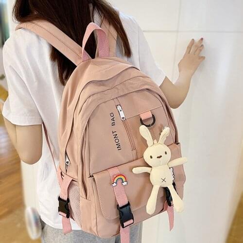 Cool Girl Solid Color Backpack Waterproof Fashion Ladies Cute Student Travel Bag Women Kawaii College Bag Female Laptop Backpack