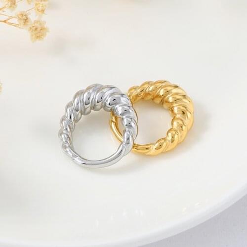 Stainless Steel Croissant Ring for Women Braided Twisted Signet Chunky Dome Couple Rings Bijoux Femme Wedding Party Accessories
