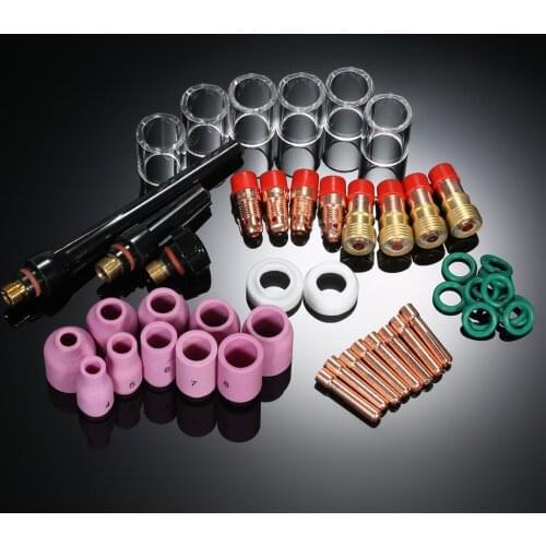 49PCS TIG Welding Torch Stubby Gas Lens #10 Glass Cup Kit for WP-17/18/26 Welding Accessories