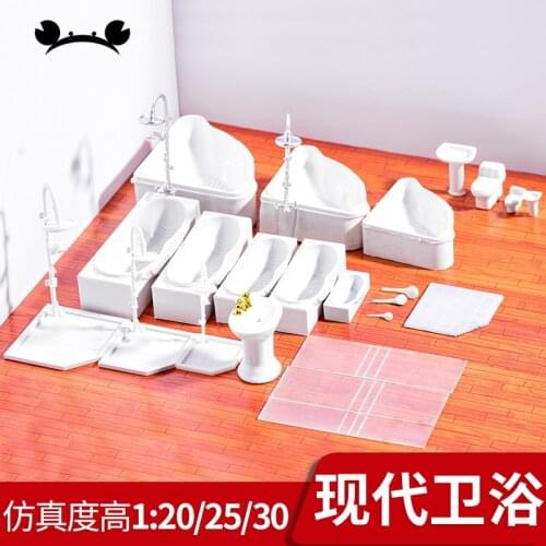 Dollhouse Bathroom Miniature Faucet Plastic Bath Shower Faucet Mini Bath Shower Bathtub Model 1/20 1/25 1/30