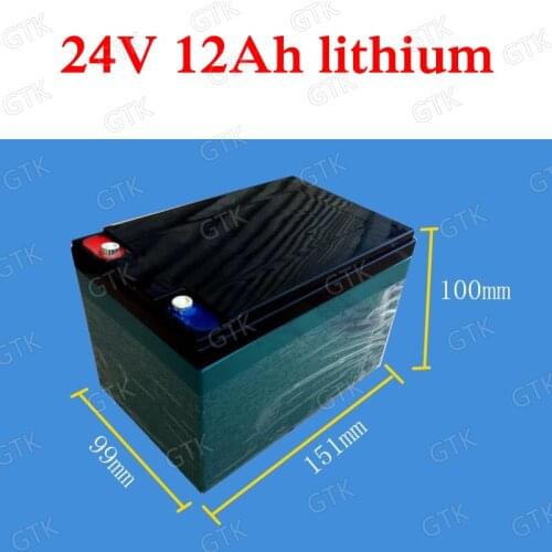 GTK 24v 350w batterie 24v 12AH lithium electric bike battery 24v 10ah li ion for wheel chair recorder Solar street lamp +charger