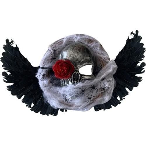 LUDA Horror Halloween Wreath Flower Skull Mask Wreath Home Door Decoration Halloween Party Supplies Garland 28Cm