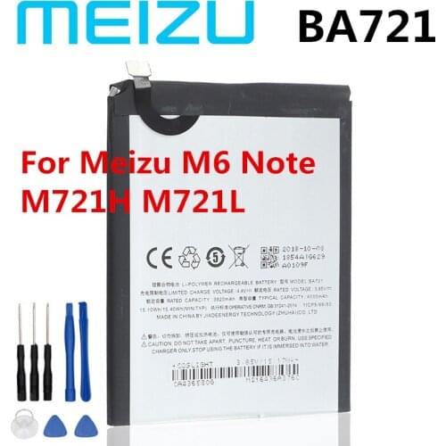 MEIZU 4000mAh BA721 100% Original Replacement Battery For Meizu M6 Note M721H M721L Mobile Phone Batteries