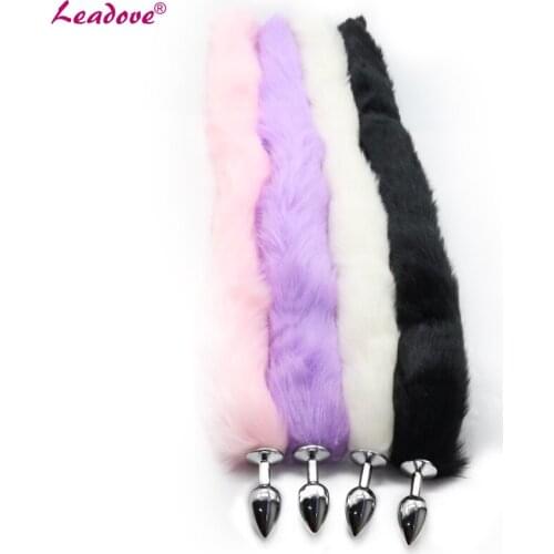 Metal Butt Plug Suppository Gem Stimulation Anal Sex Products 4 Color Long Tail Small Size Steel Sex Toys for Women GS0165