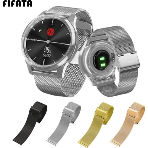 FIFATA Metal Bracelet For GarminMove Luxe & GarminMove Style Smart Watch Band Wrist Strap For Amazfit BIP GTR GTS 20/22mm Strap