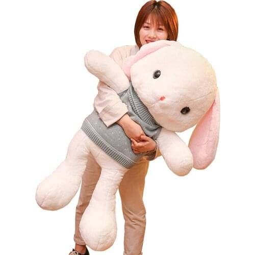 Dorimytrader cute rabbit plush toy lop rabbit sweater white rabbit doll children doll girl birthday gift 39inch 100cm DY50646