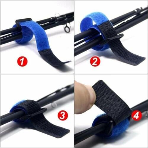 Lot Multicolor Reusable Fishing Rod Tie Holder Strap Suspenders Fastener Hook Ties Belt Fishing Tackle Accessories