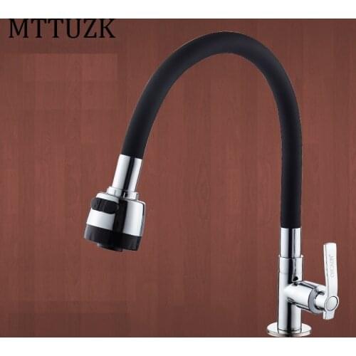 MTTUZK Solid Brass Kitchen Faucet Silica Gel Any Direction Rotating Single Cold Water Tap Multi-color Universal Torneira Cozinha