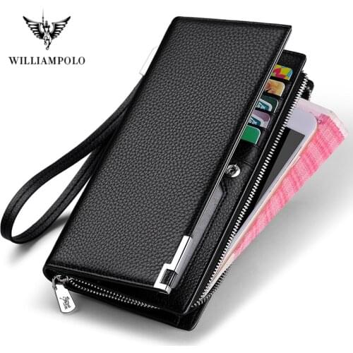 New 2020 Long Wallets For Men Leather RFID Blocking Bifold Wallet with Zipper luxury brand zipper men clutches Credit Cards