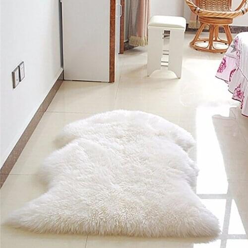 Soft Faux Sheepskin Rug Mat Carpet Pad Anti-Slip Chair Sofa Cover Wool Warm Hairy Rugs for Bedroom Faux Fur Rug Bedroom Textil