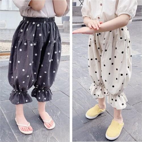 Celveroso 2021 Summer New Trousers Girls Korean Edition Hemp Cotton Poly Point 7 Pants Summer Anti-mosquito Trousers