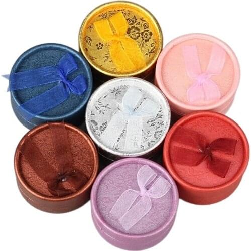Wholesale Small bow knot box round ring box ear ewelry packing box Gift bags