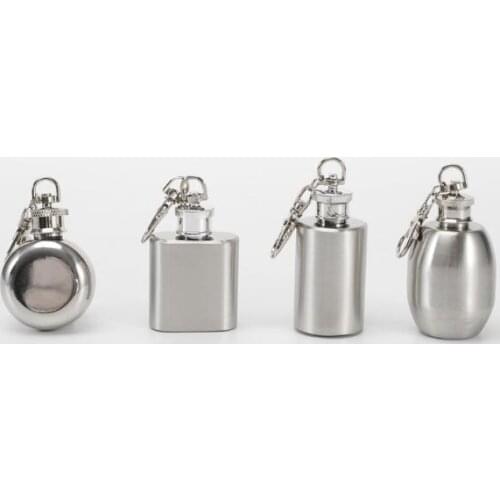Wholesale portable small wine pot 304 stainless steel wine pot 1 oz White wine bottle with key ring