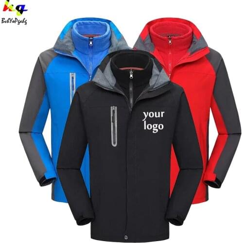 Custom logo jacket 3 in 1 mens and womens ski camp mountain climbing fish hiking bike waterproof outdoor jacket