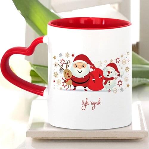 Personalized Red Heart Mug Cup (Christmas Theme-5)