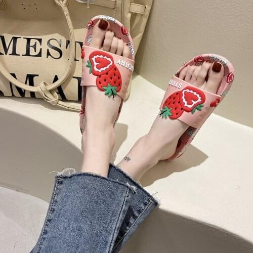 Slippers Women Summer New Fashion Womens Sandals 2021 Flower Print Slides Shoes Female PU Comfort Casual Flats Candy Color