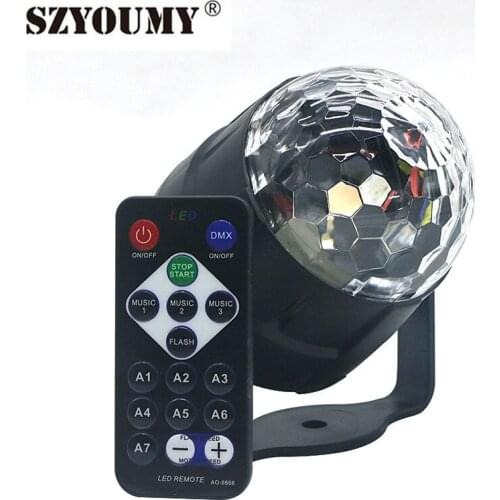 SZYOUMY Disco Ball Stage Light USB IR Remote Control Sound Activated Rotating Car Disco DJ mini Laser Stage Light