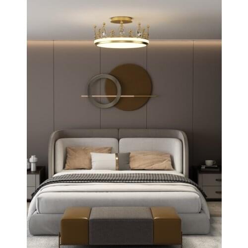 Nordic iron study room crystal ceiling lamp warm and romantic bedroom ceiling light creative luxury restaurant Ceiling lighting