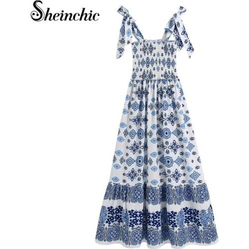 Boho Floral Printed Summer Dresses for Women 2021 Vacation Bohemian Sexy Spaghetti Strap Pleated Mini Dress Female