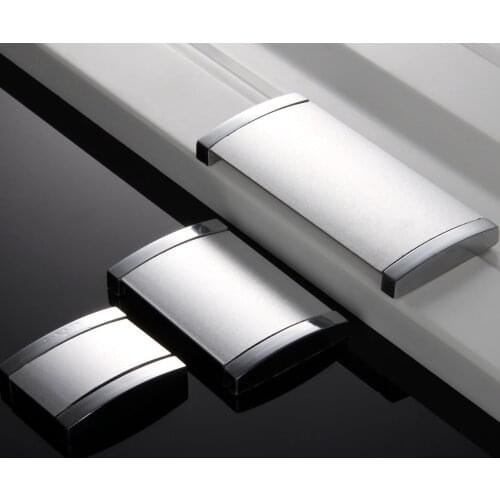 1set Knobs Cabinet Handles Alloy Concealed Handle hidden Recessed Flush Pull Drawer Wardrobe Furniture Fittings Silver Modern