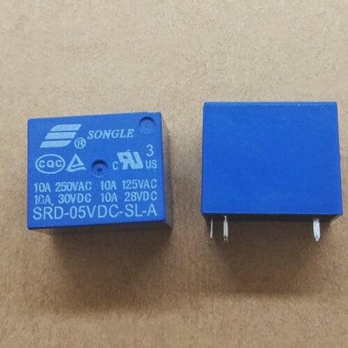 10 Pcs DC 5V 4 Pin Mini Power Relays PCB Type SRD-05VDC-SL-A High quality