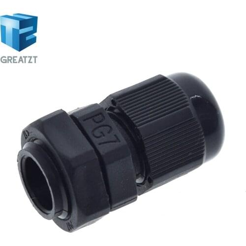 GREATZT 10pcs PG7 Black Waterproof Plastic Nylon Cable Gland Connectors Joints