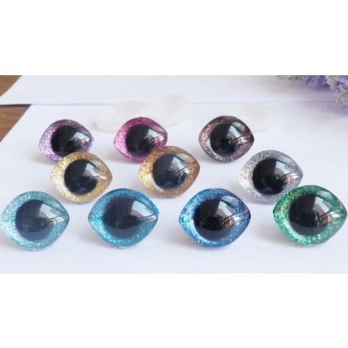 10pcs 23x28mm oval shape clear toy eyes plastic safety glitter eyes& glitter Nonwovens & white hard washer--color option