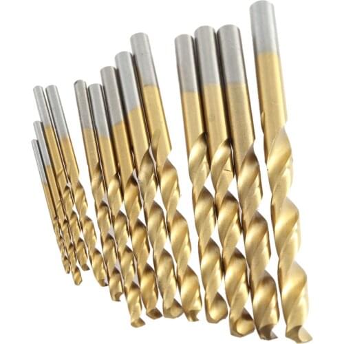 13pcs/set Drill Bit HSS Plating Titanium Twist Drill Bits Set Metric System 1.5-6.5mm High Quality Woodworking Metal Drilling