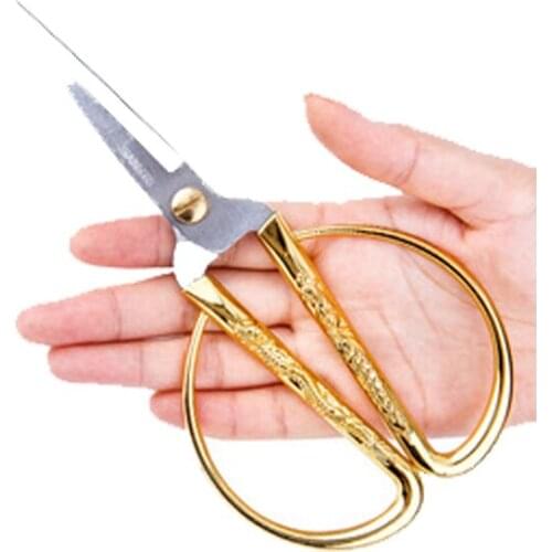 15.5CM Gold Scissors Stainless Steel Vintage High Quality Sharp Strong Shear Fabric Leather Cutter schaar Professional Tailor