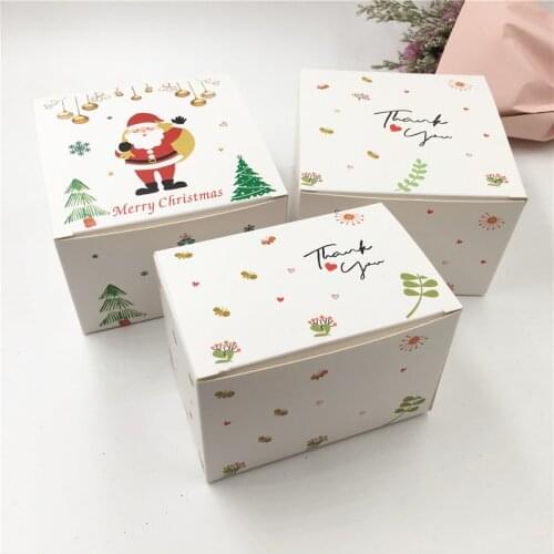 20Pcs Paper Merry Christmas Gift Boxes Cute Canta Packaging Box Square Handmade Thank You Jewelry Beautifully Gift Boxes