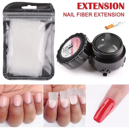 2019 Nail Art Non-woven Silk Gel Tips Extension Set Fiber Glass Form DIY Manicure Accessory 0909