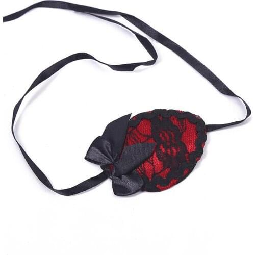12pcs Black and Red Lace Eye Mask Eyepatch Fashion Costume Party Halloween Christmas Anime Cosplay Pirate King Props