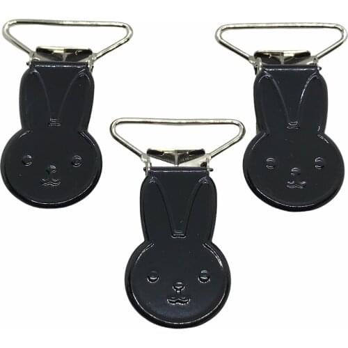 25pcs 1'' 25mm #1 BLACK COLOR Rabbit Bunny Shape Suspender Clips