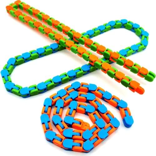 3PCS Wacky Tracks Snap And Click Fidget Toys 24/48 Knot Chain Anti Stress Sensory Toy For Autism Special Needs Stress Reliever